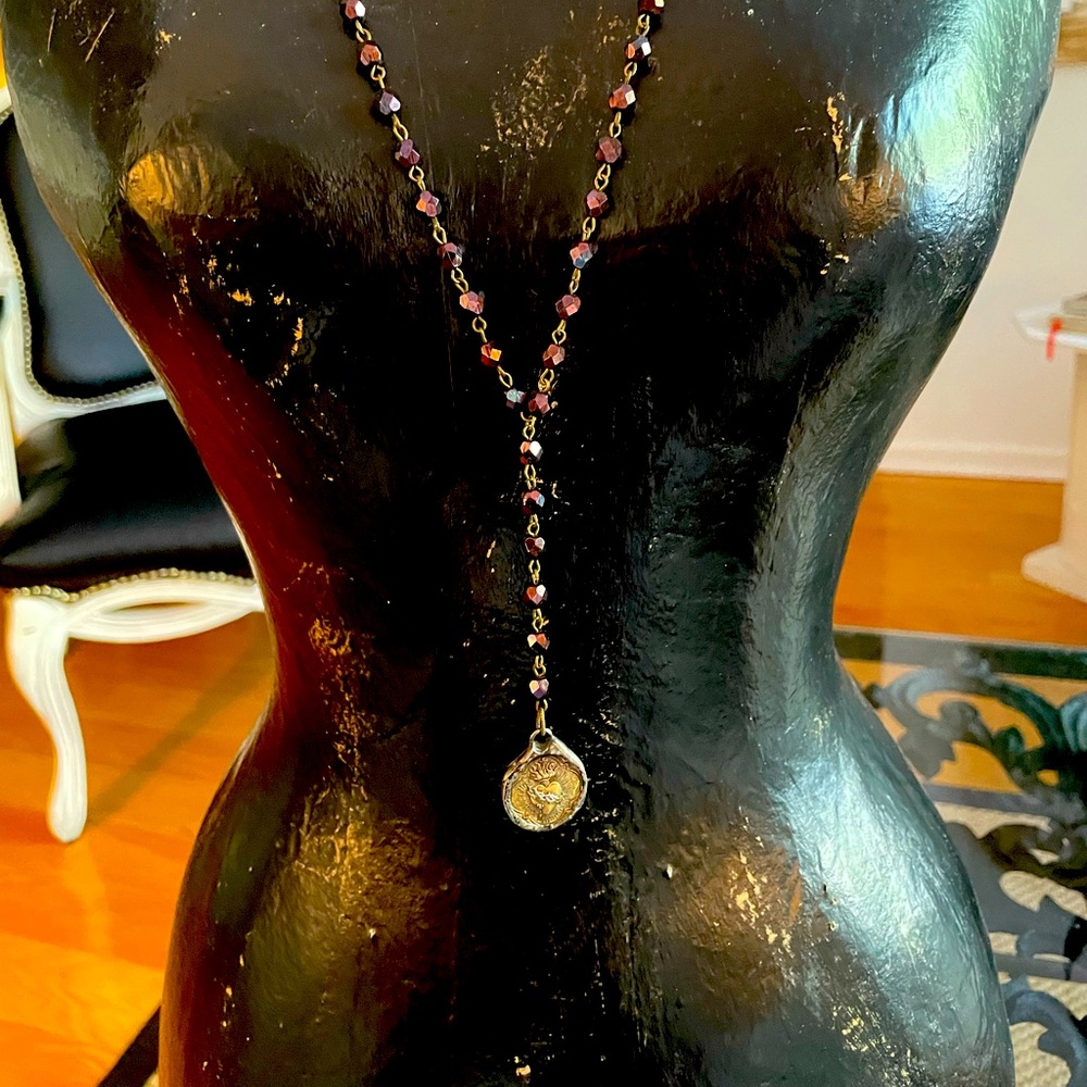 Sacred Heart gemstone necklace
